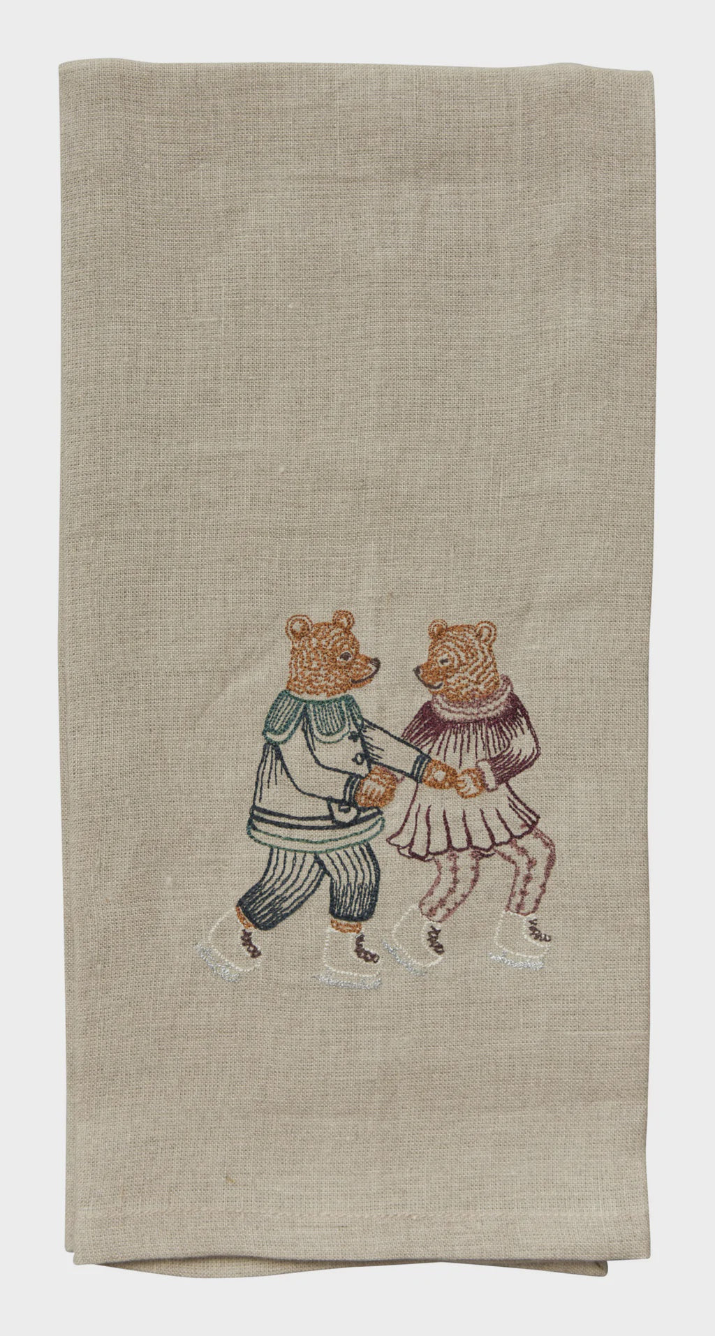 Ice Skater Bears Tea Towel