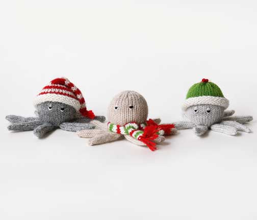 Octopus in Christmas hats & scarves