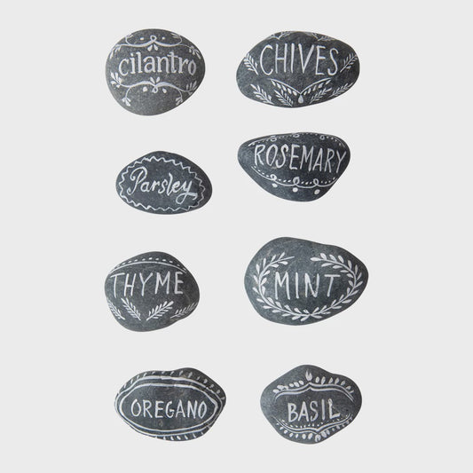 Hand-Painted Natural Stone Herb Garden Markers