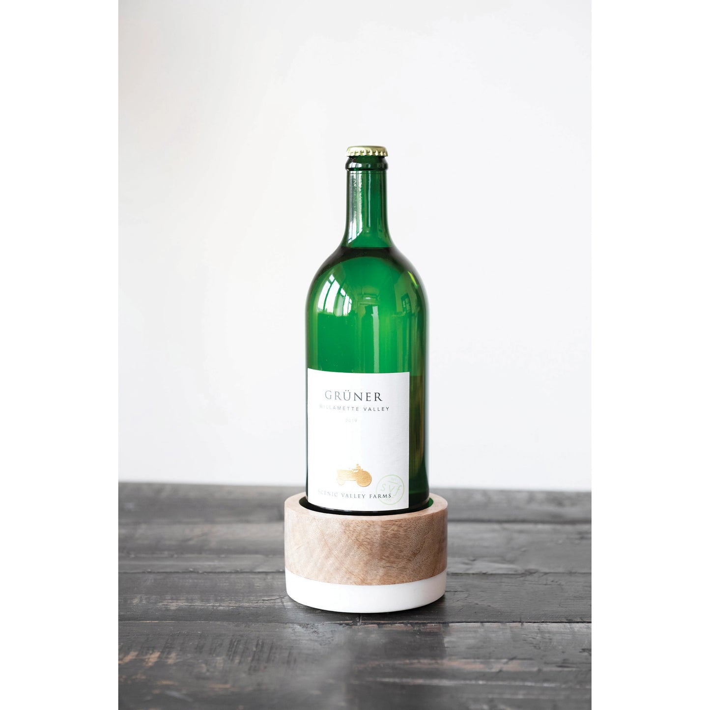 Mango Wood and Marble Bottle Holder