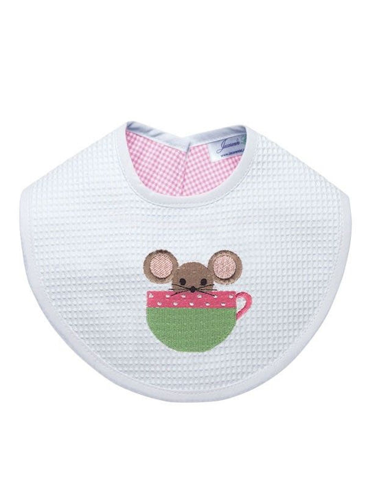 Waffle Bib - Mouse in Cup (Pink)