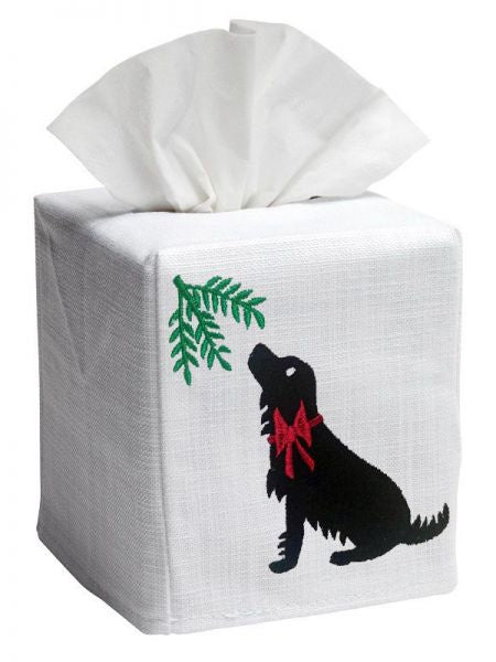 Tissue Box Cover Holiday Black Lab