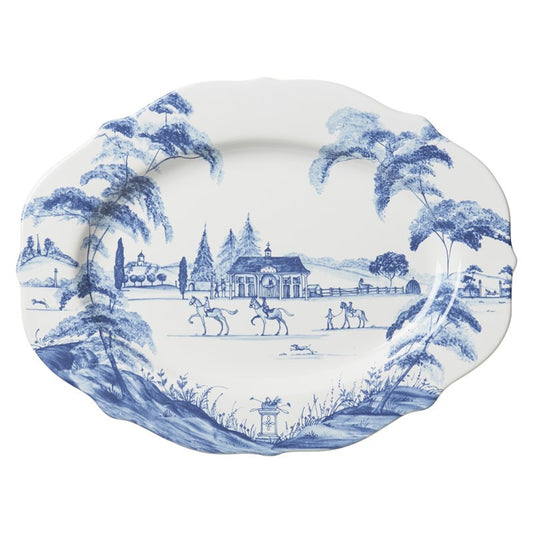 Country Estate Delft Blue 15" Serving Platter Stable