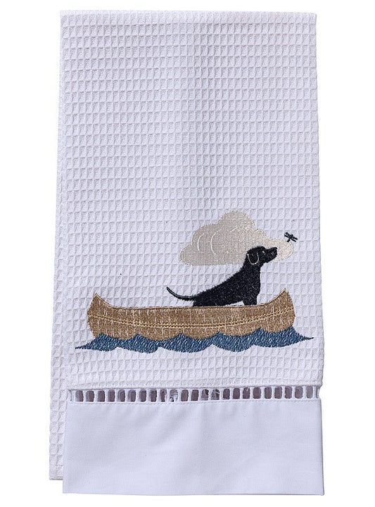 Dog in Boat Waffle Guest Towel