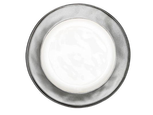 Emerson White/Pewter Round Dessert/Salad Plate