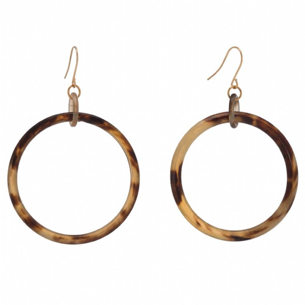 Buffalo Horn Hoop Earring on Gold Plated Wires