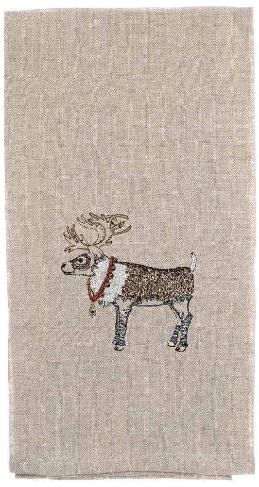 Reindeer with Bells Tea Towel