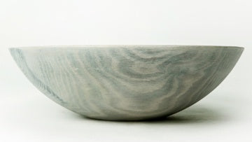 18" Driftwod Round Ebonized bowl with Milk Paint Finish