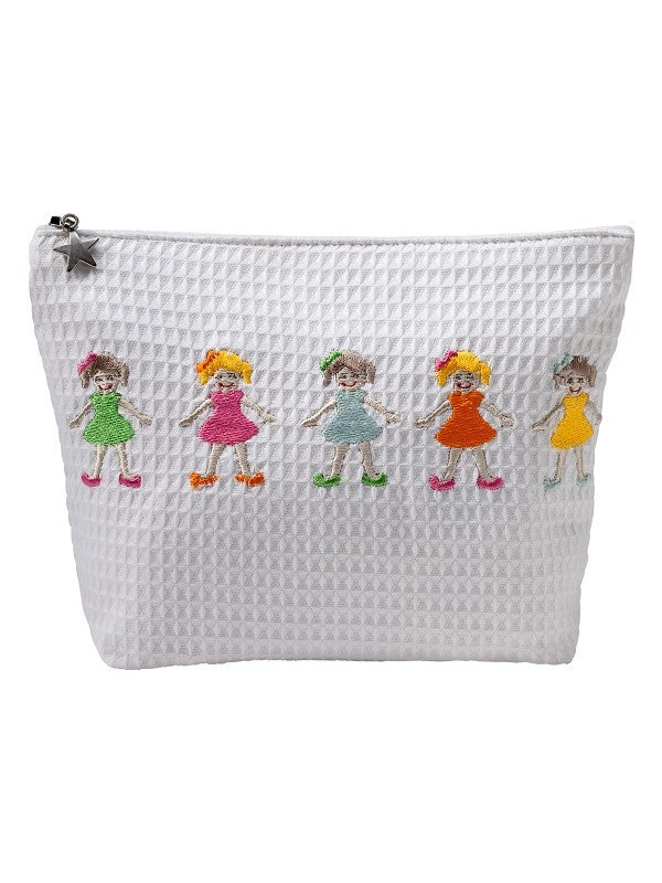 Waffle Straight Top Cosmetic Bag - Row of Girls