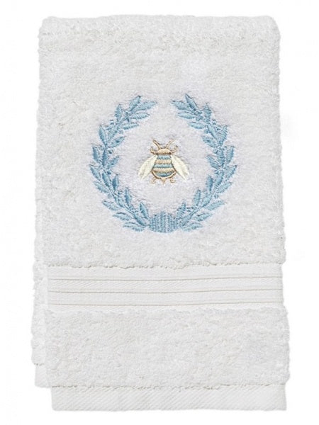 Terry Guest Towel, Napoleon Bee Wreath Duck Egg Blue