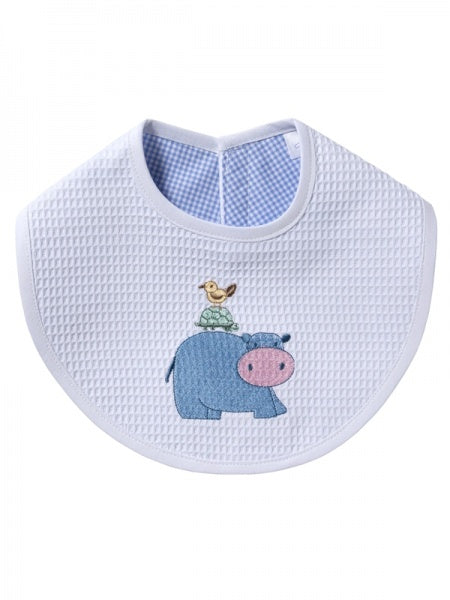 Waffle Bib - Hippo (Blue)