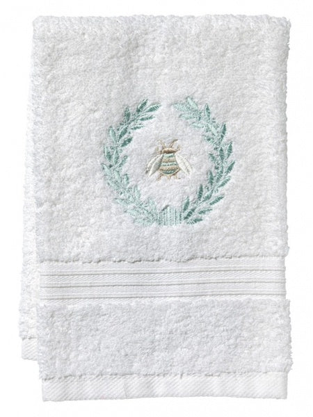Terry Guest Towel, Napoleon Bee Wreath Aqua