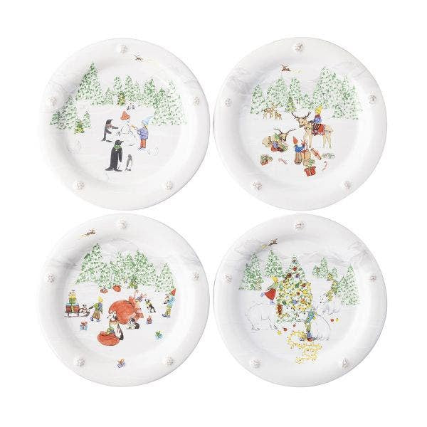 Berry & Thread North Pole Cocktail Plates Assorted Set of 4