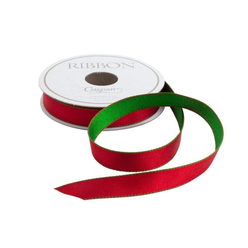 Narrow Satin Green/Red Reversible Ribbon