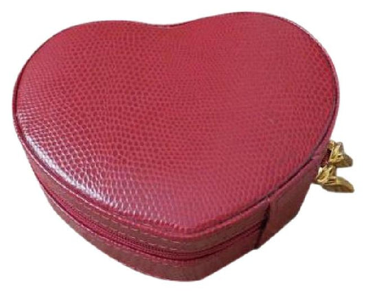 Small Heart Lizard Leather Jewelry Case