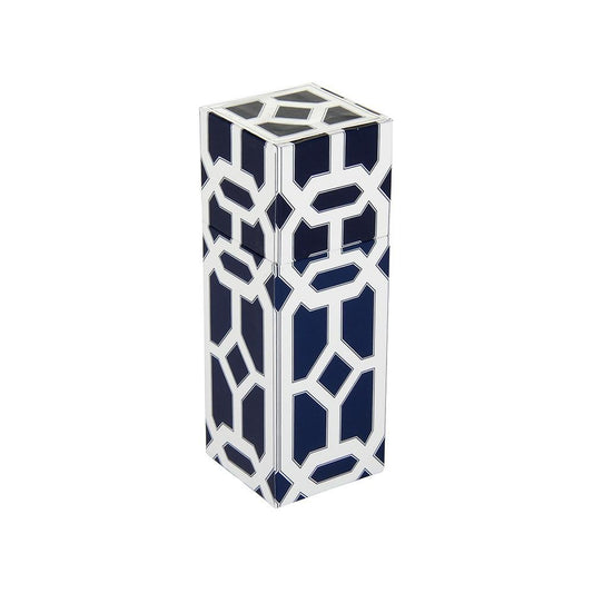 Square Box Matches, Large, Navy Lattice 9"