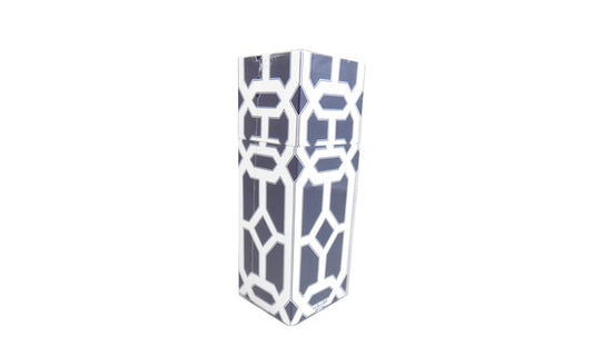 Square Box Matches, small, navy lattice 4"