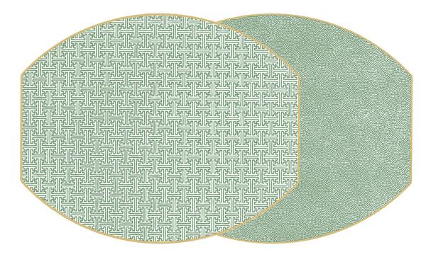 Ellipse Two Sided Sayagata and Dot Fan Ellipse Placemat