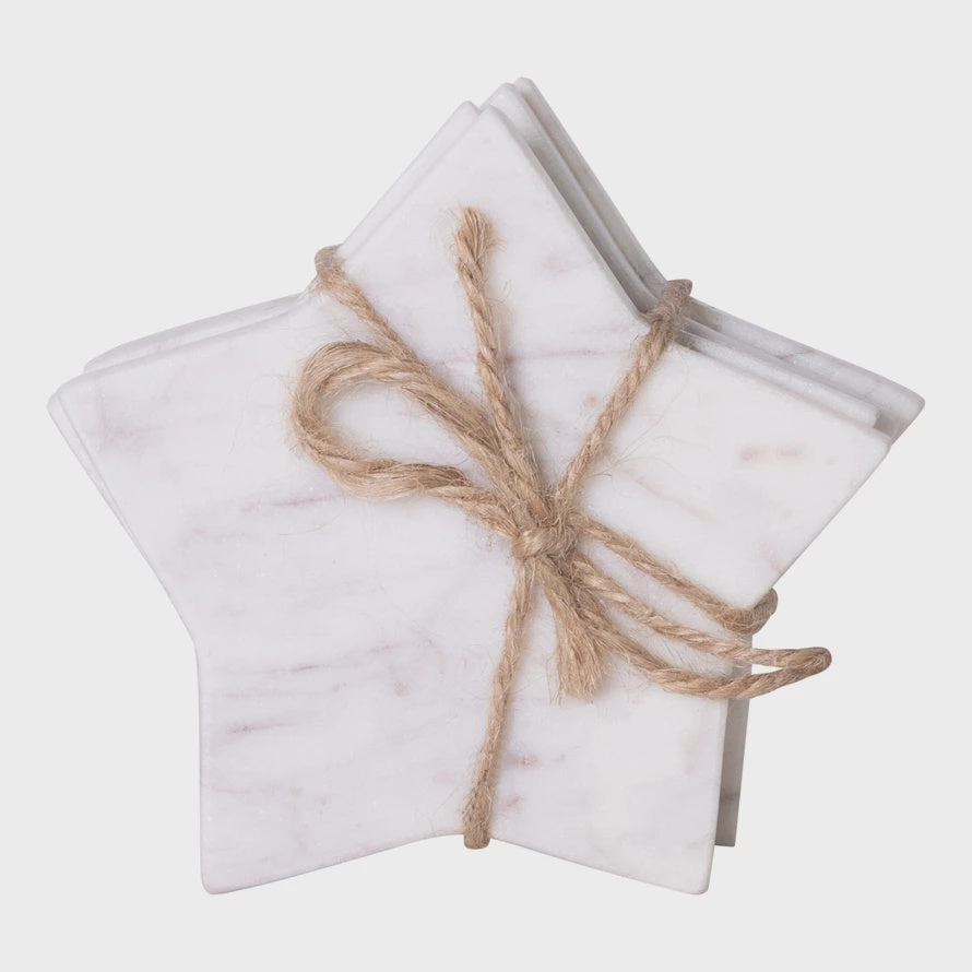 Marble Star-Shaped Coasters, Set of 4