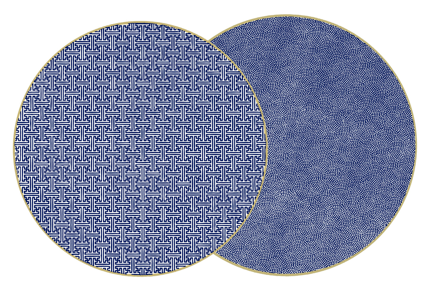 Two Sided Sayagata and Dot Fan Round Placemat