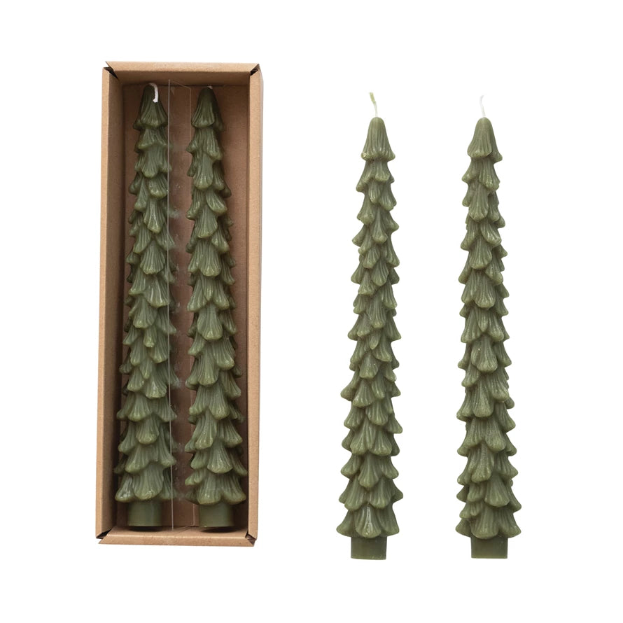 Unscented Tree-Shaped Taper Candles, Set of 2