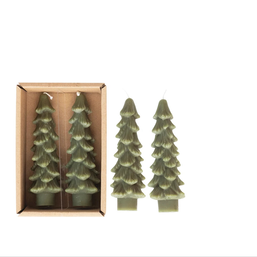 Unscented Tree-Shaped Taper Candles, Set of 2